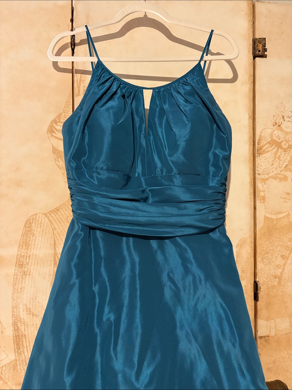 BELSOIE:  Satin Teal  Formal :size 10